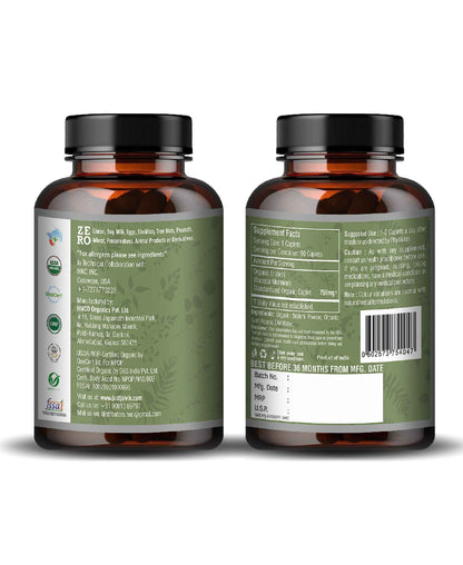 Just Jaivik Organic Brahmi Caplet - 750mg, 90 count - HNW GLOBAL