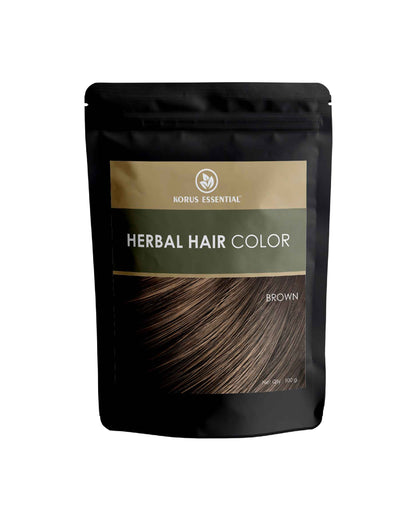 KORUS ESSENTIAL Herbal Hair Color (Brown) - 100g | with Henna, Amla, Aritha, etc. - HNW GLOBAL