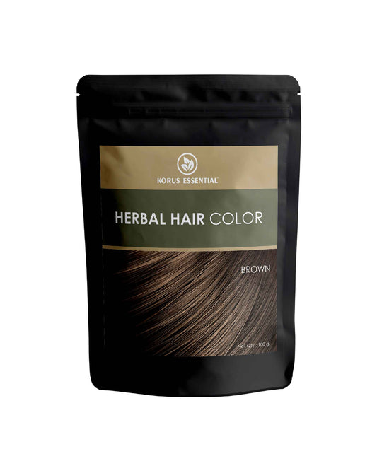 KORUS ESSENTIAL Herbal Hair Color (Brown) - 100g | with Henna, Amla, Aritha, etc. - HNW GLOBAL