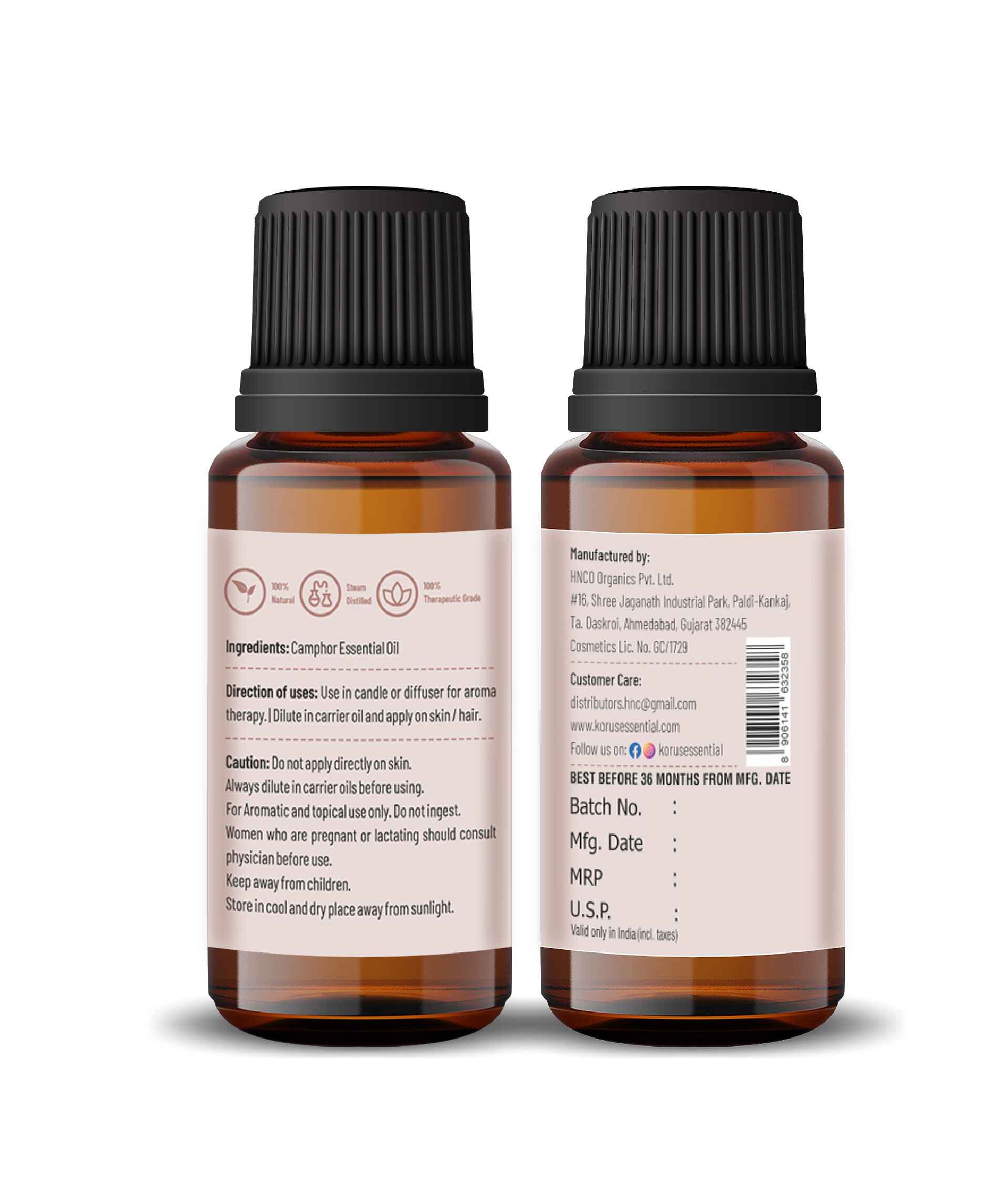 Korus Essential Camphor Essential Oil - 15ml - HNW GLOBAL