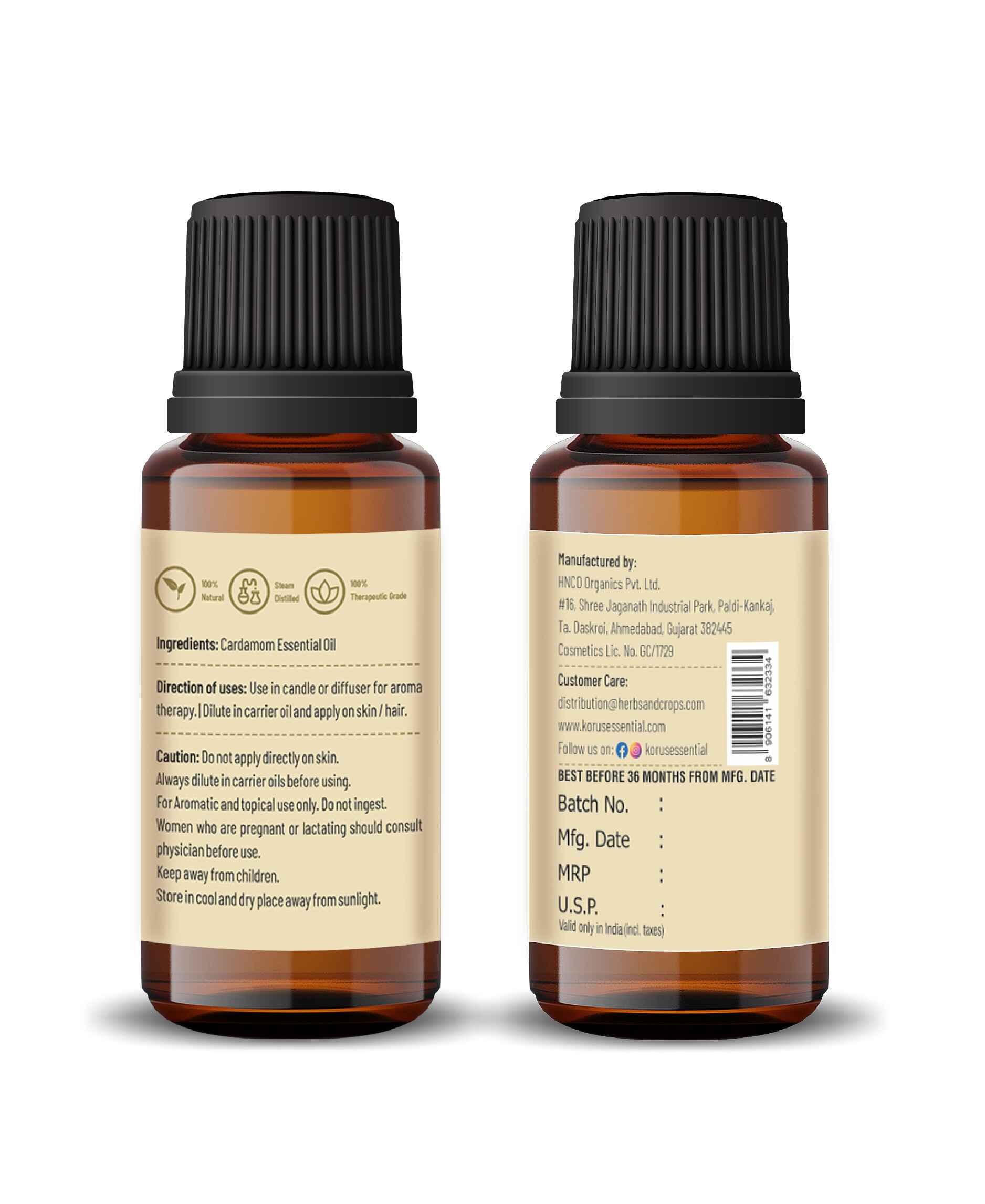 Korus Essential Cardamom Essential Oil - 15ml - HNW GLOBAL