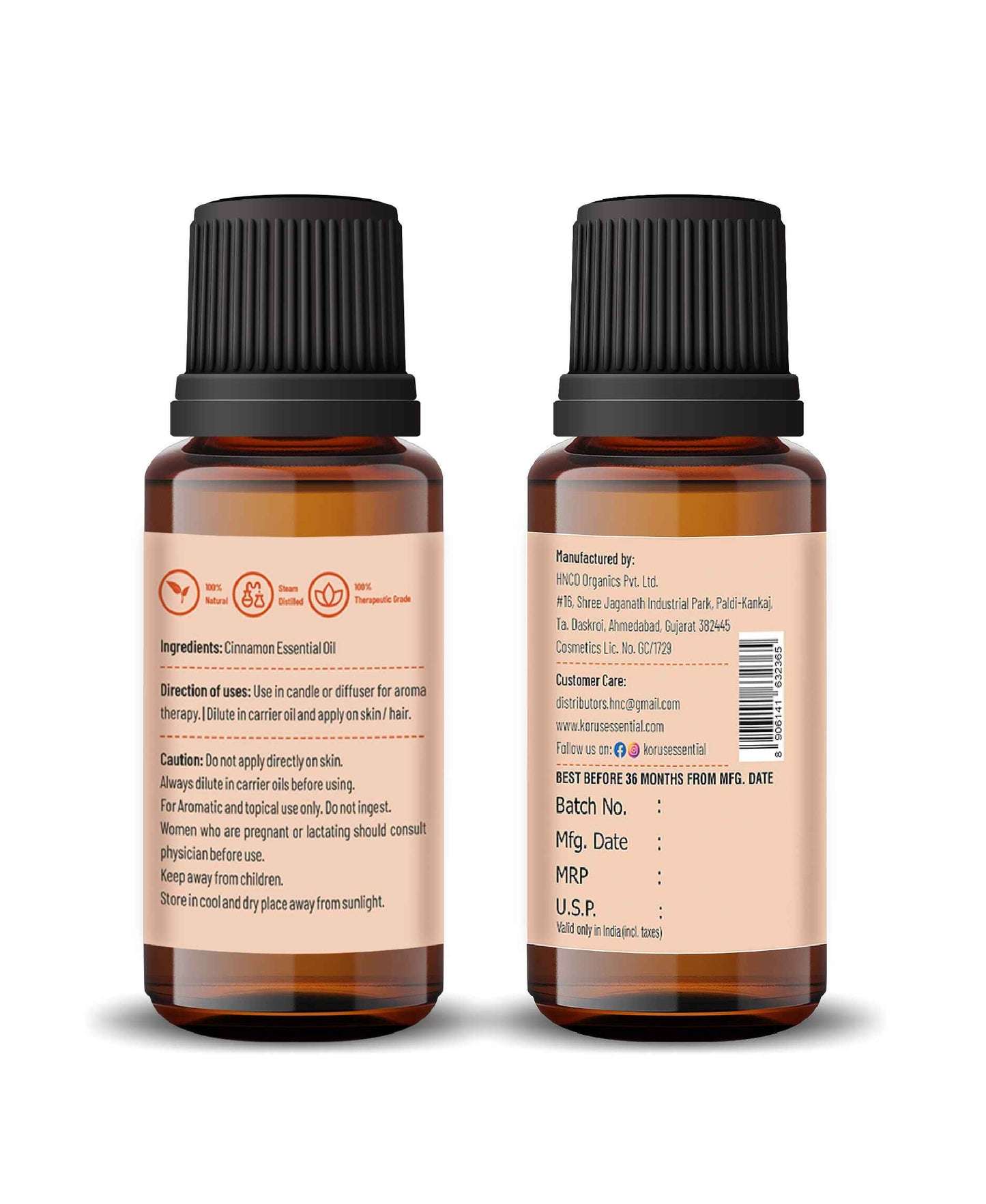 Korus Essential Cinnamon Essential Oil - 15ml - HNW GLOBAL