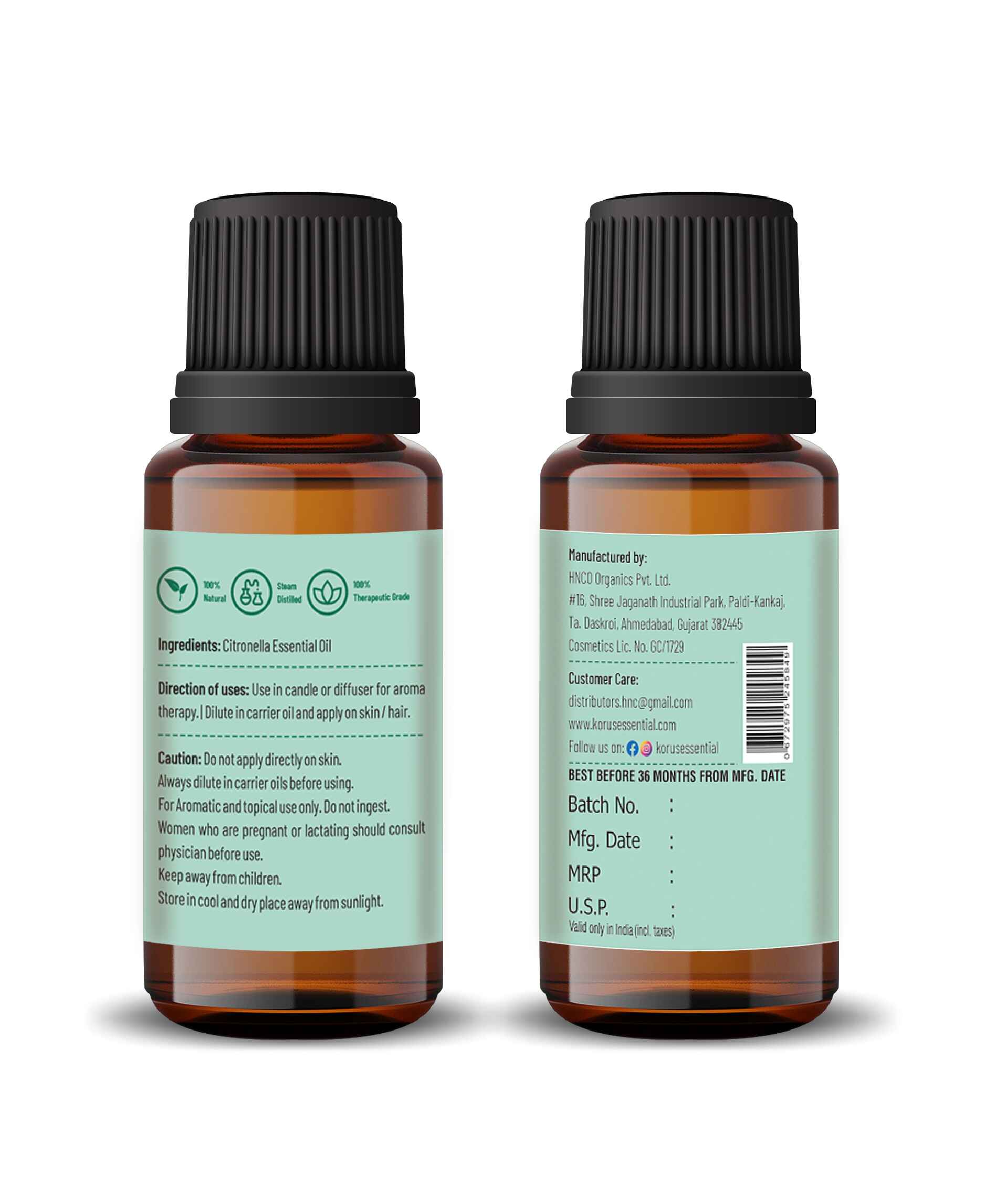 Korus Essential Citronella Essential Oil - 15ml - HNW GLOBAL