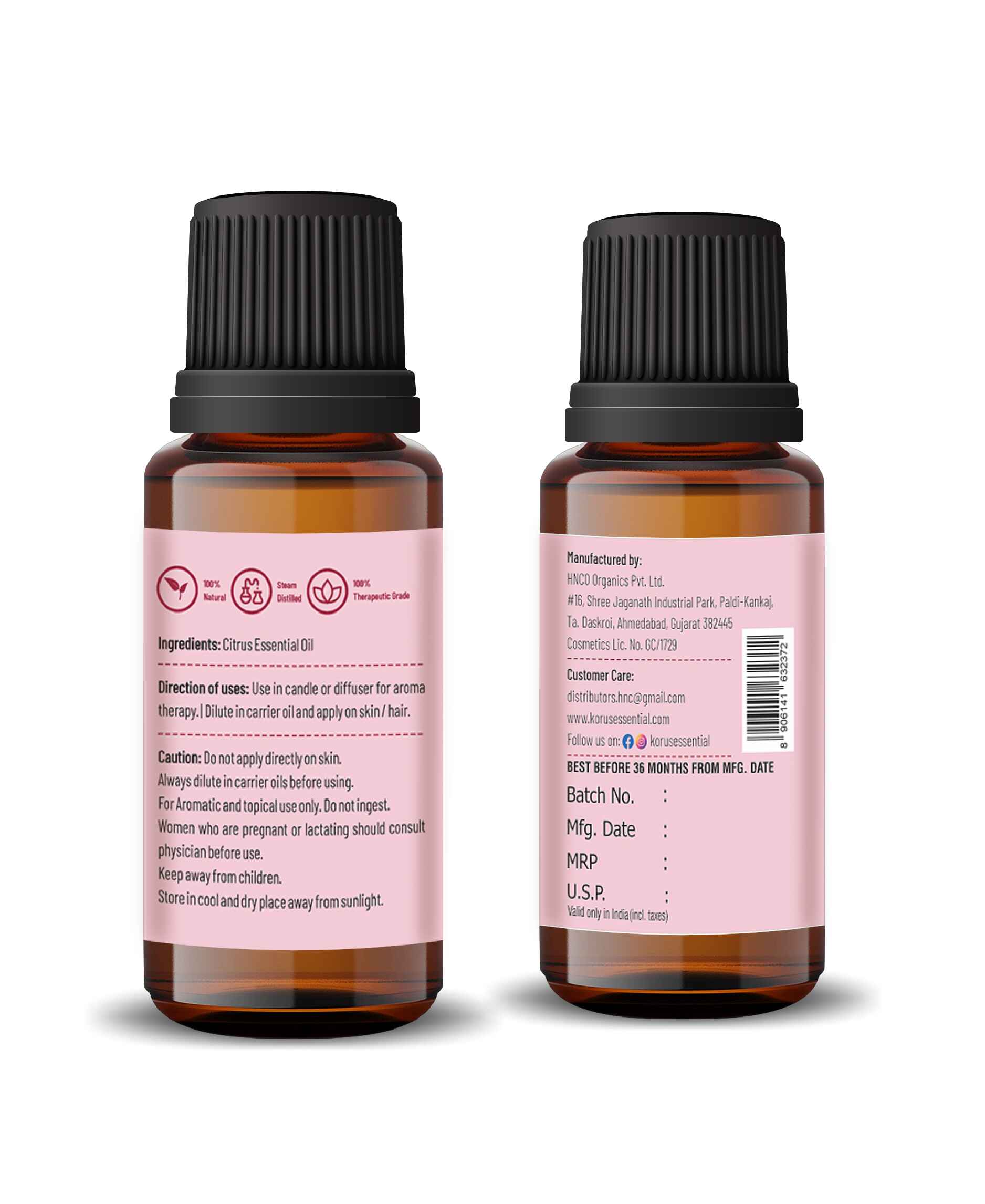 Korus Essential Citrus Essential Oil - 15ml - HNW GLOBAL