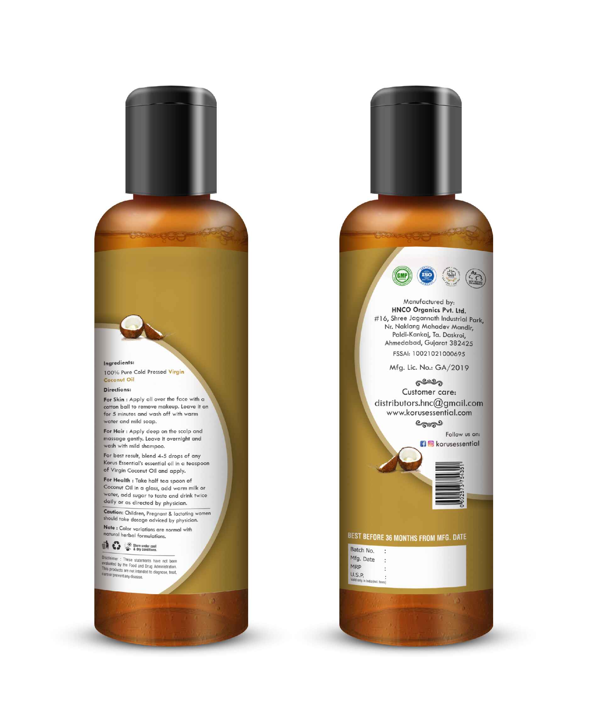 Korus Essential Coconut Oil - 200ml - HNW GLOBAL