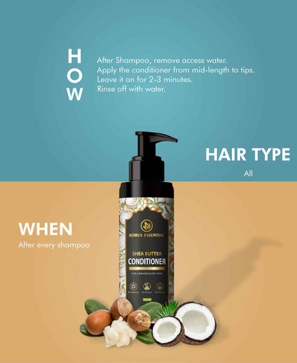 Korus Essential Shea Butter Conditioner with Coconut Protein for Damaged and Dry Hair - HNW GLOBAL