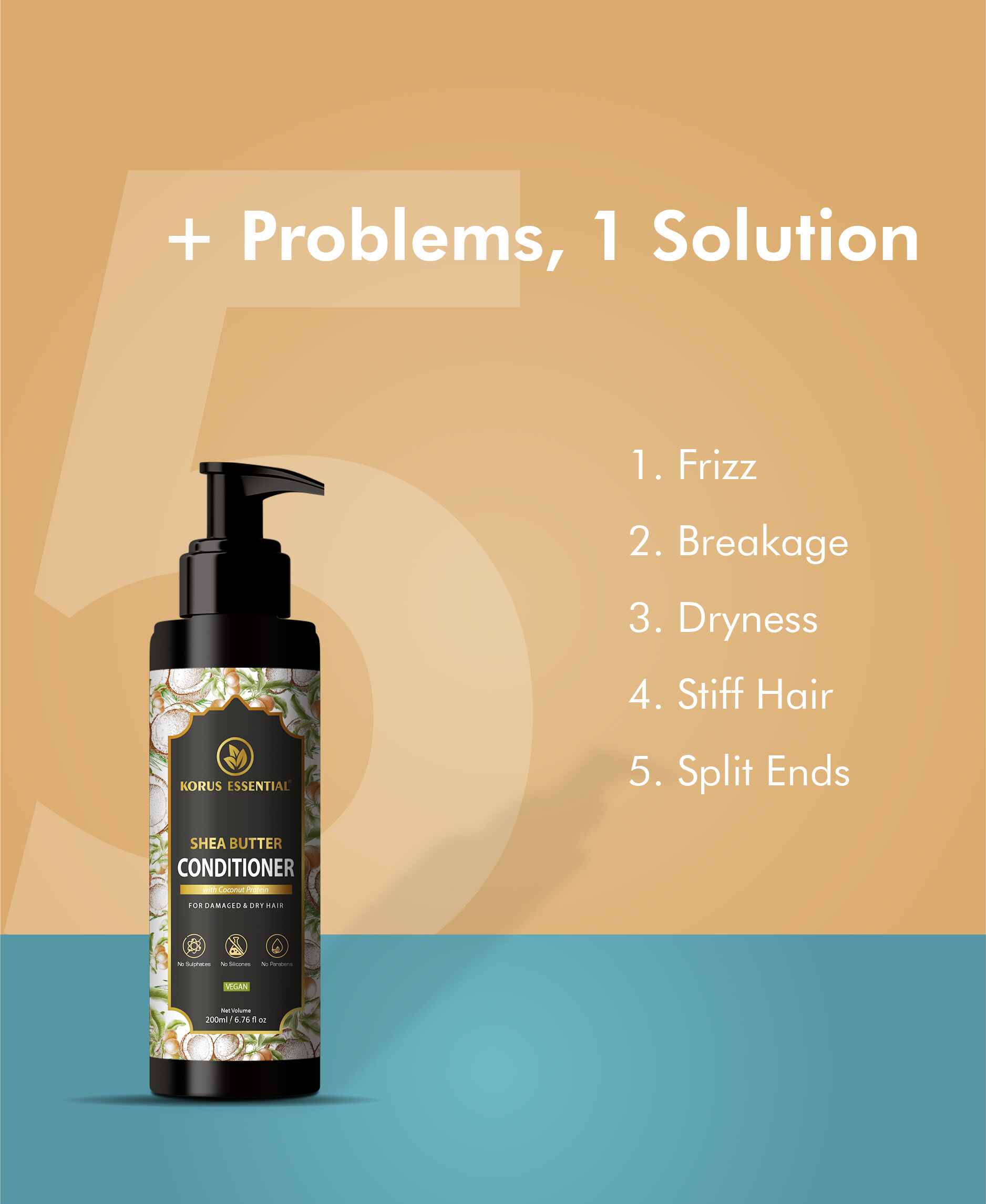 Korus Essential Shea Butter Conditioner with Coconut Protein for Damaged and Dry Hair - HNW GLOBAL