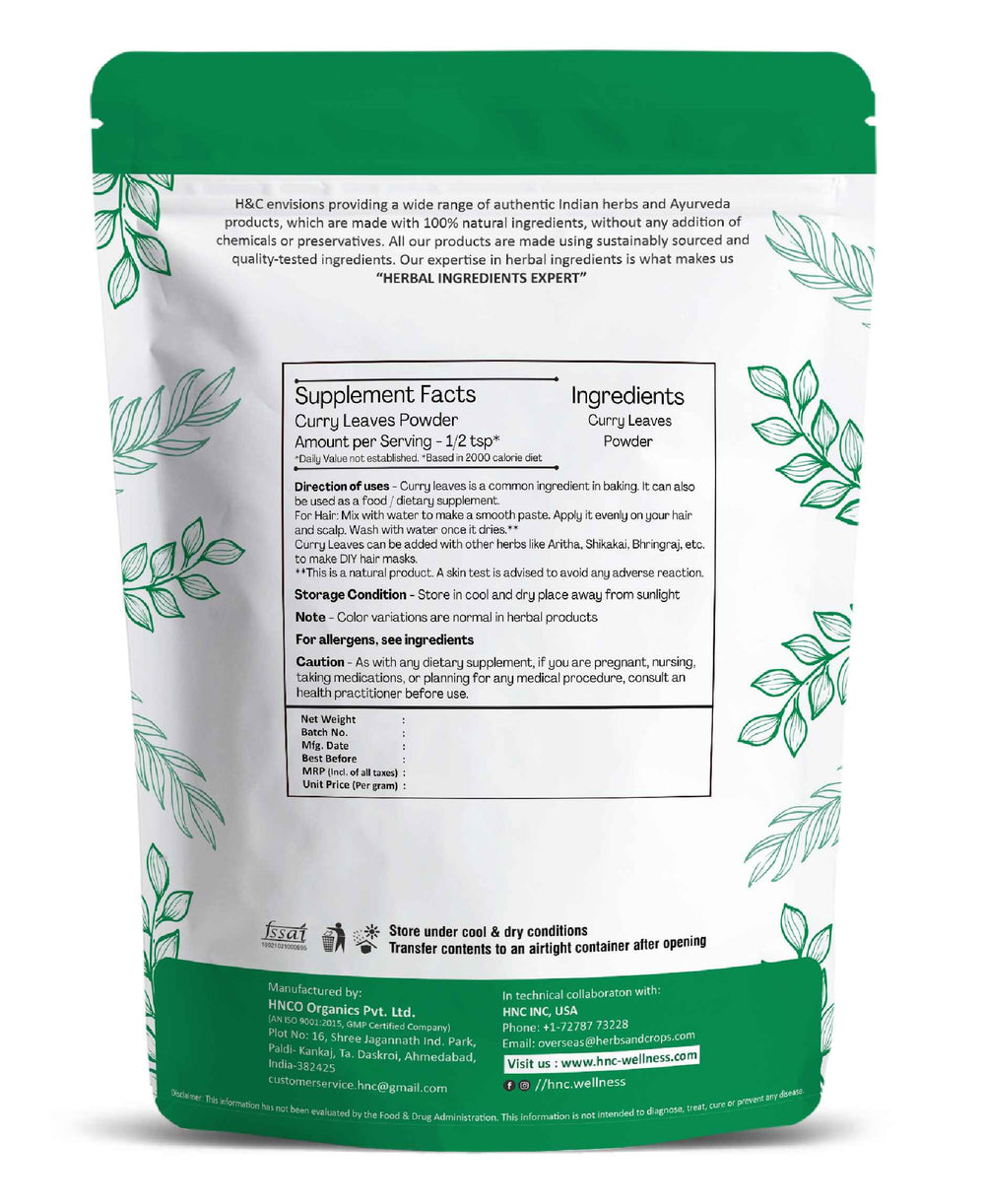 H&C Natural Curry Leaves Powder - 100gm - HNW GLOBAL
