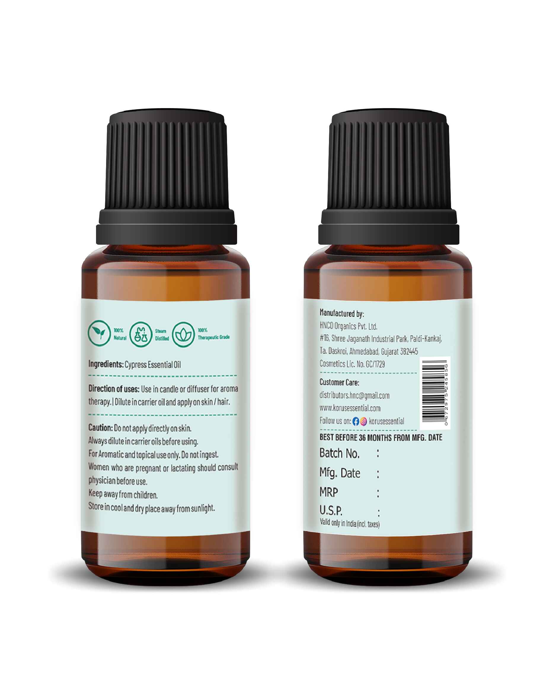 Korus Essential Cypress Essential Oil - 15ml - HNW GLOBAL