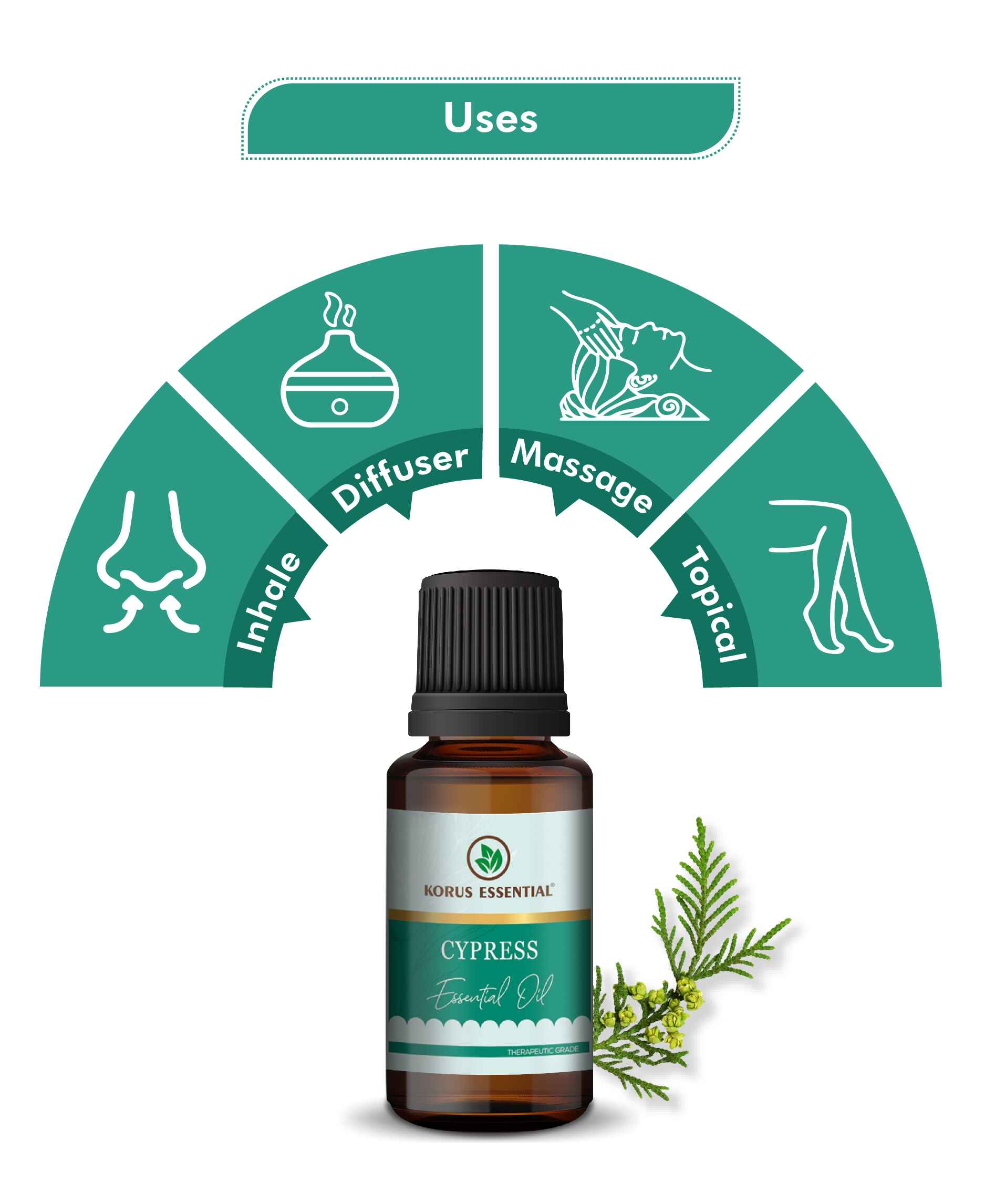 Korus Essential Cypress Essential Oil - 15ml - HNW GLOBAL
