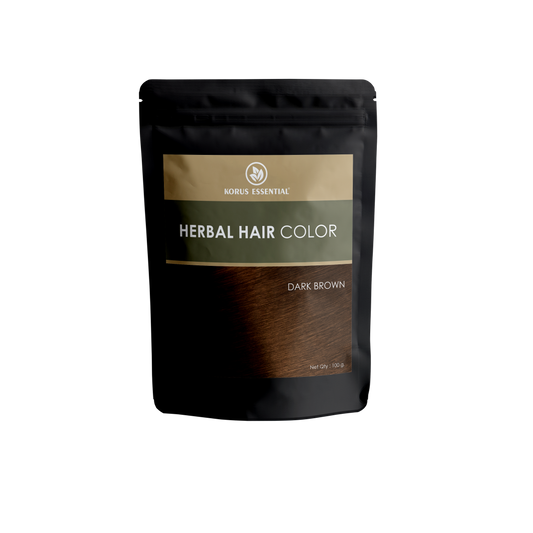 Korus Essential Herbal Hair Color (Dark Brown) - 100g | with Henna, Amla, Aritha, etc.