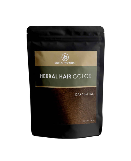 Korus Essential Herbal Hair Color (Dark Brown) - 100g | with Henna, Amla, Aritha, etc. - HNW GLOBAL