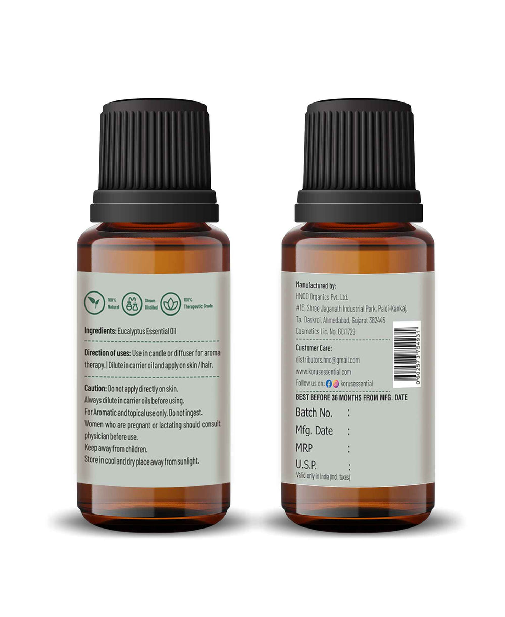 Korus Essential Eucalyptus (Nilgiri) Essential Oil - 15ml - HNW GLOBAL