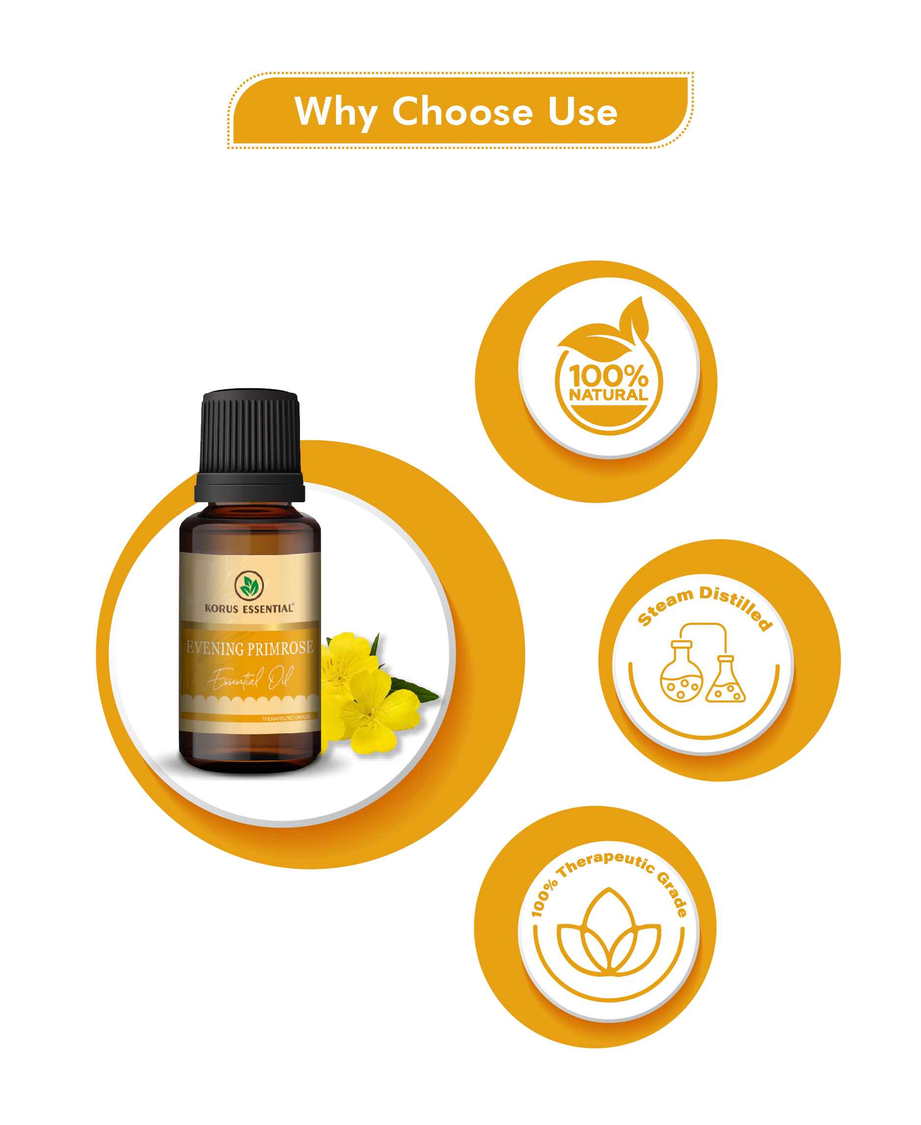 Korus Essential Evening Primerose Essential Oil - 15ml - HNW GLOBAL