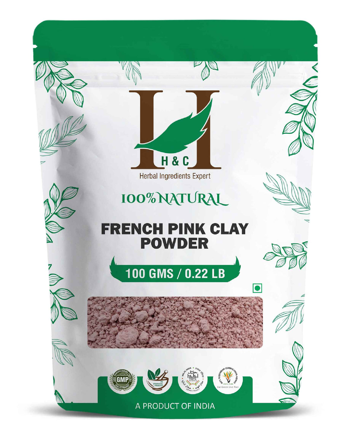H&C Natural French Pink Clay Powder - 100gm - HNW GLOBAL