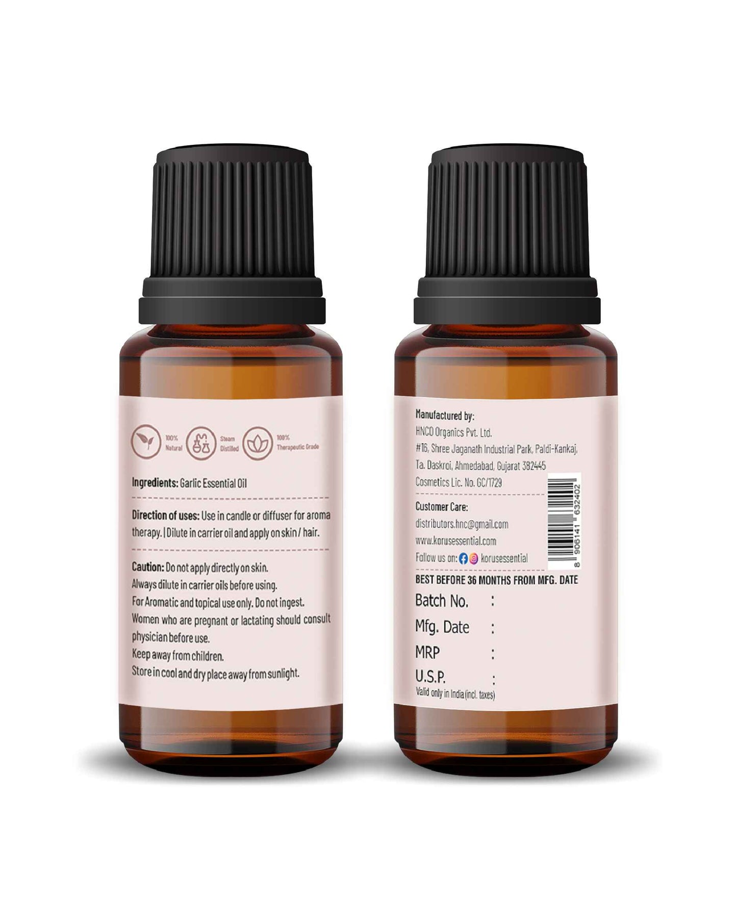 Korus Essential Garlic Essential Oil - 15ml - HNW GLOBAL