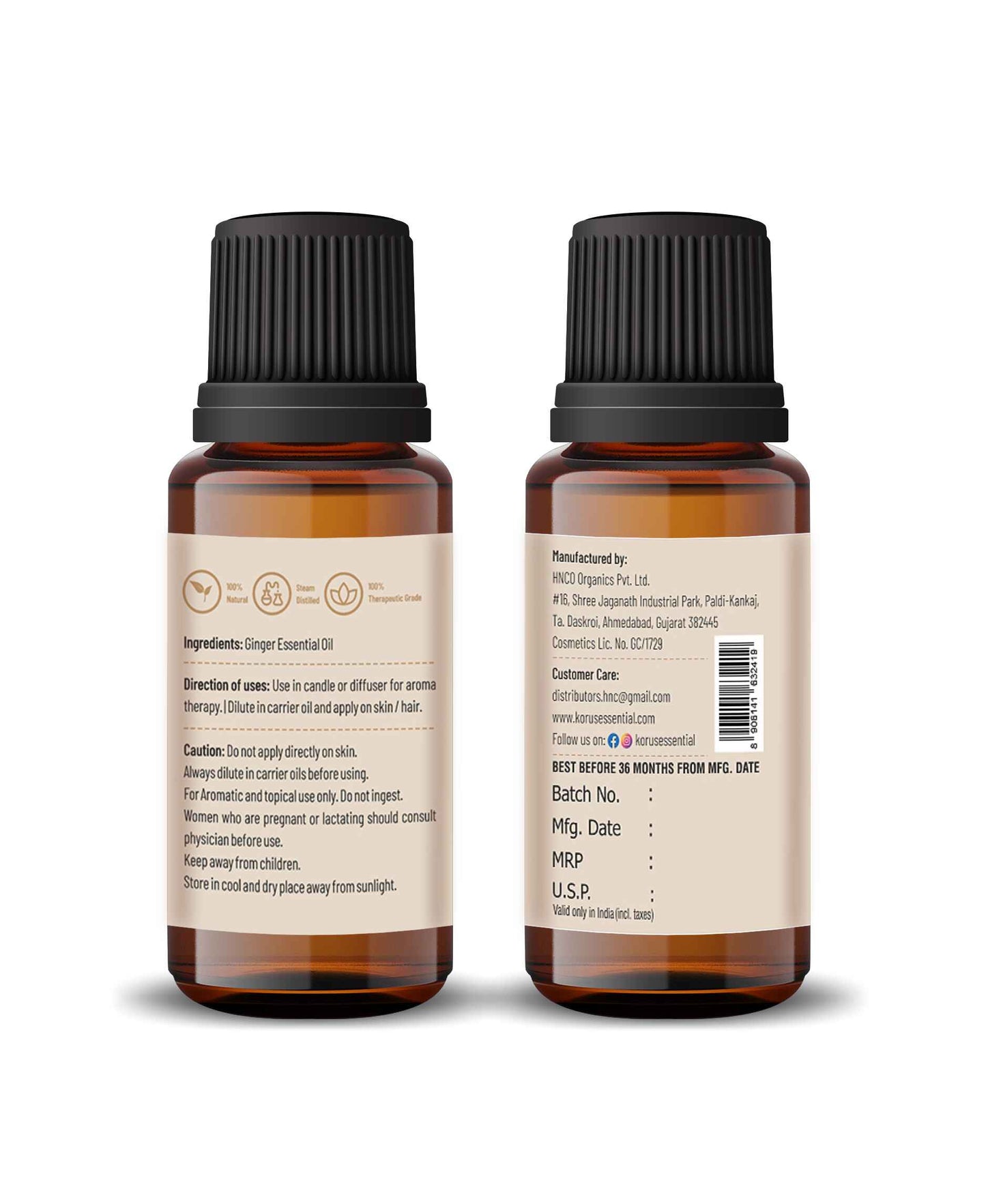 Korus Essential Ginger Essential Oil - 15ml - HNW GLOBAL