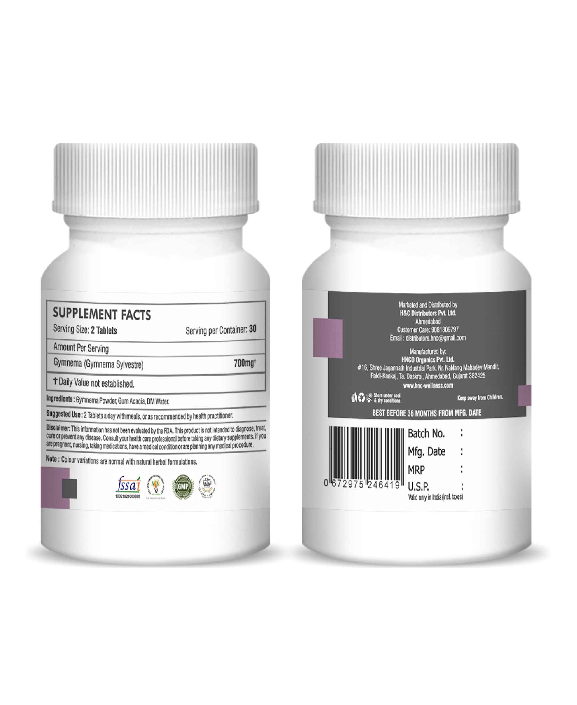 H&C Gymnema Tablet - 350mg , 60 Count - HNW GLOBAL