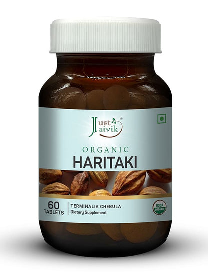 Just Jaivik Organic Haritaki Tablets - 600mg, 60 Tablets