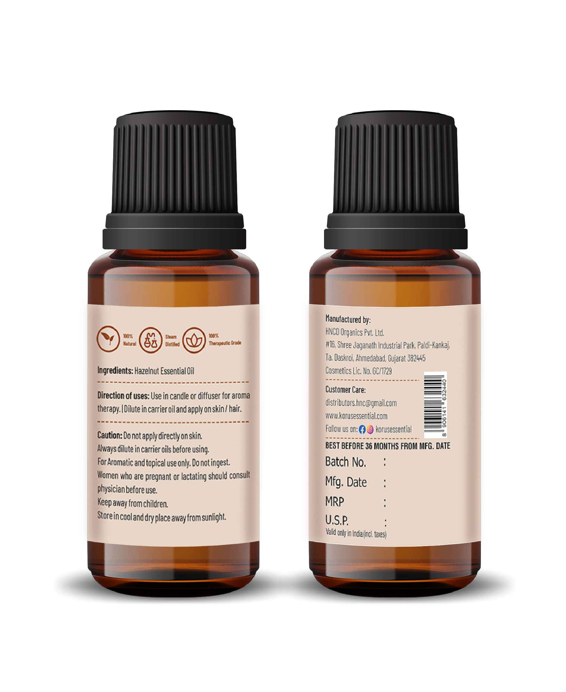 Korus Essential Hazelnut Essential Oil - 15ml - HNW GLOBAL