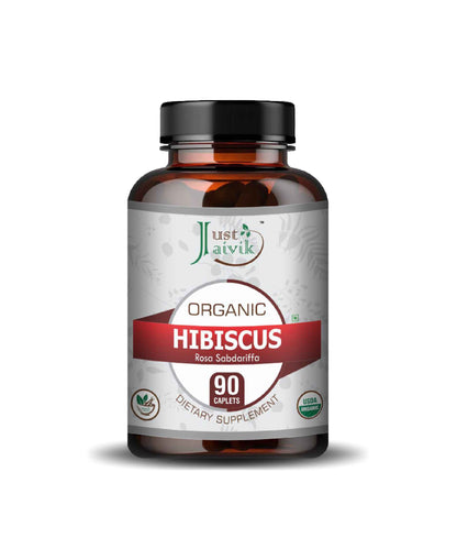 Just Jaivik Organic Hibiscus Caplet - 750mg, 90 count - HNW GLOBAL