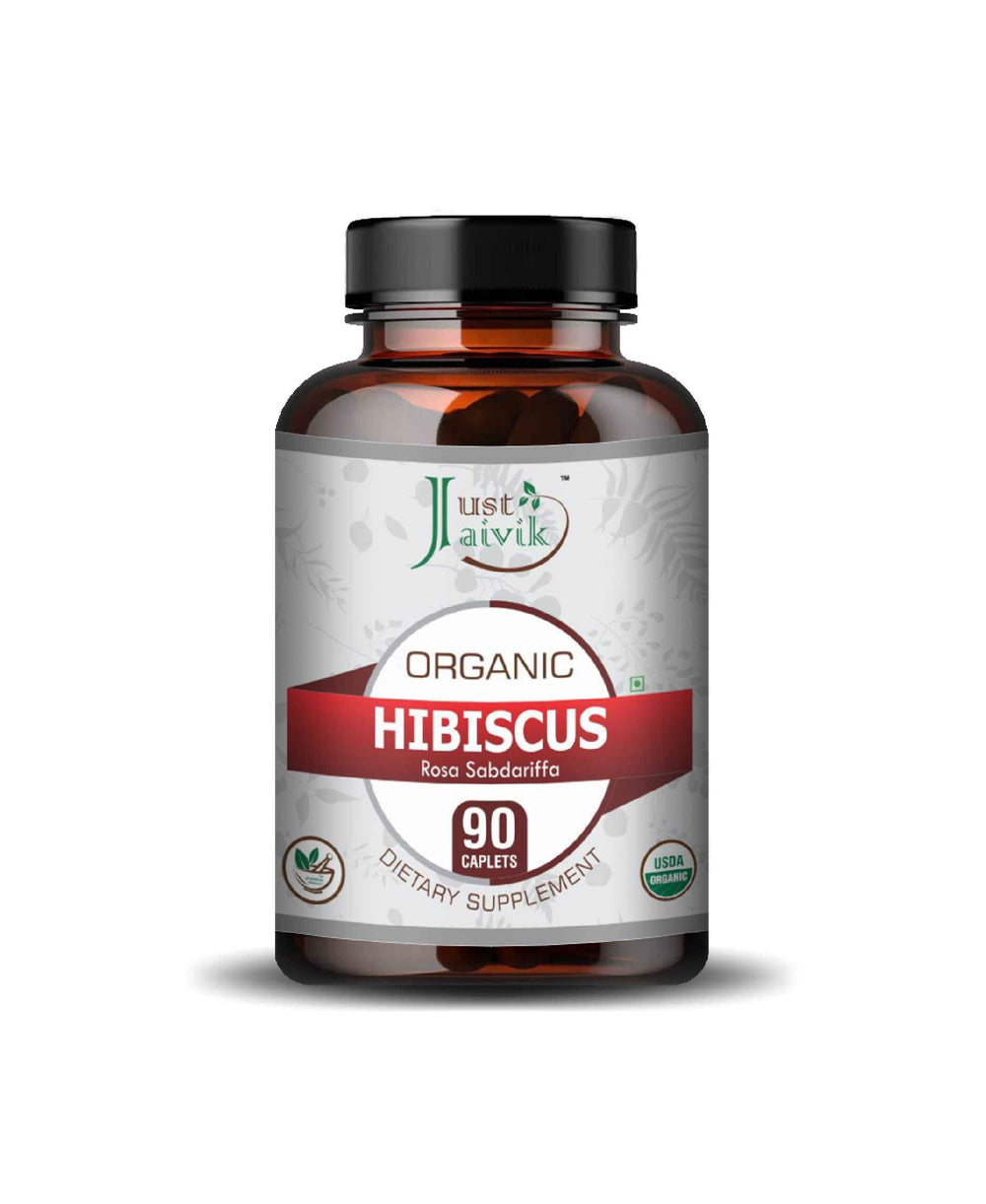 Just Jaivik Organic Hibiscus Caplet - 750mg, 90 count - HNW GLOBAL