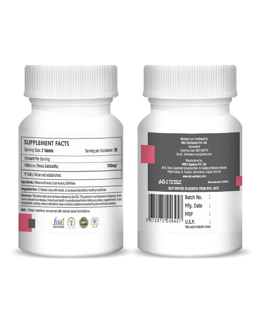H&C Hibiscus Tablet - 350mg , 60 Count - HNW GLOBAL