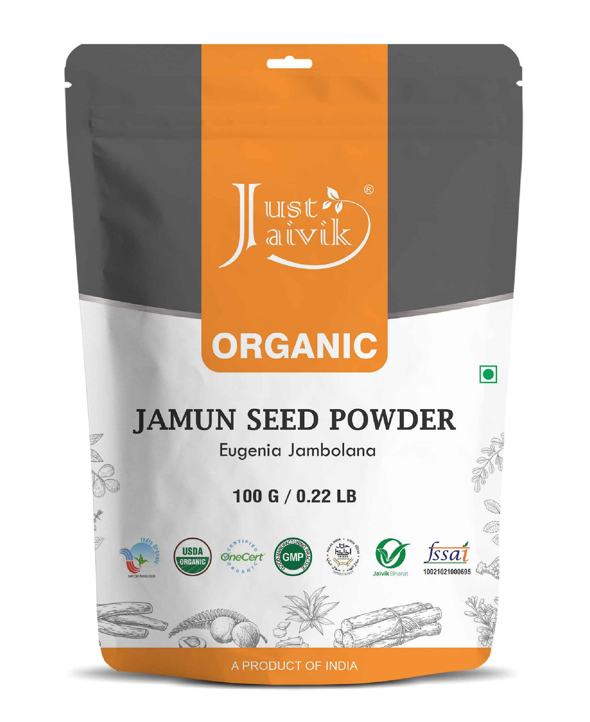 Just Jaivik Organic Jamun Seed Powder - 100gm - HNW GLOBAL