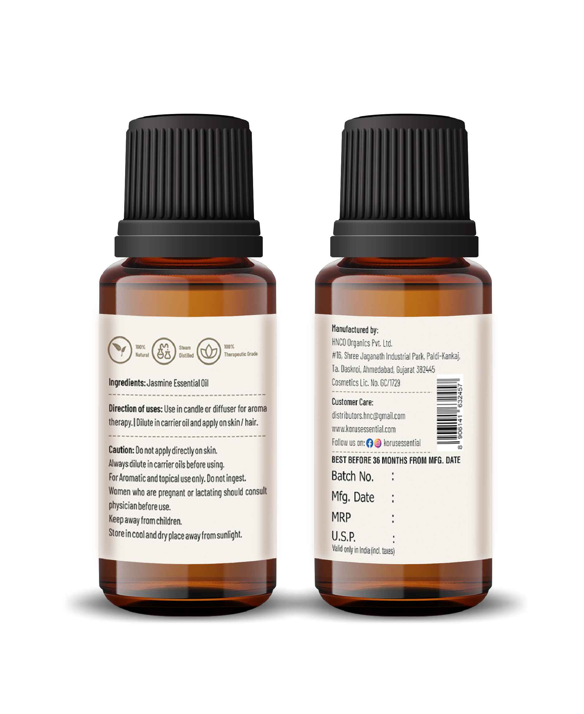 Korus Essential Jasmine Essential Oil - 15ml - HNW GLOBAL