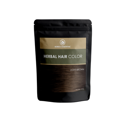 Korus Essential Herbal Hair Color (Light Brown) - 100g | with Henna, Amla, Aritha, etc.