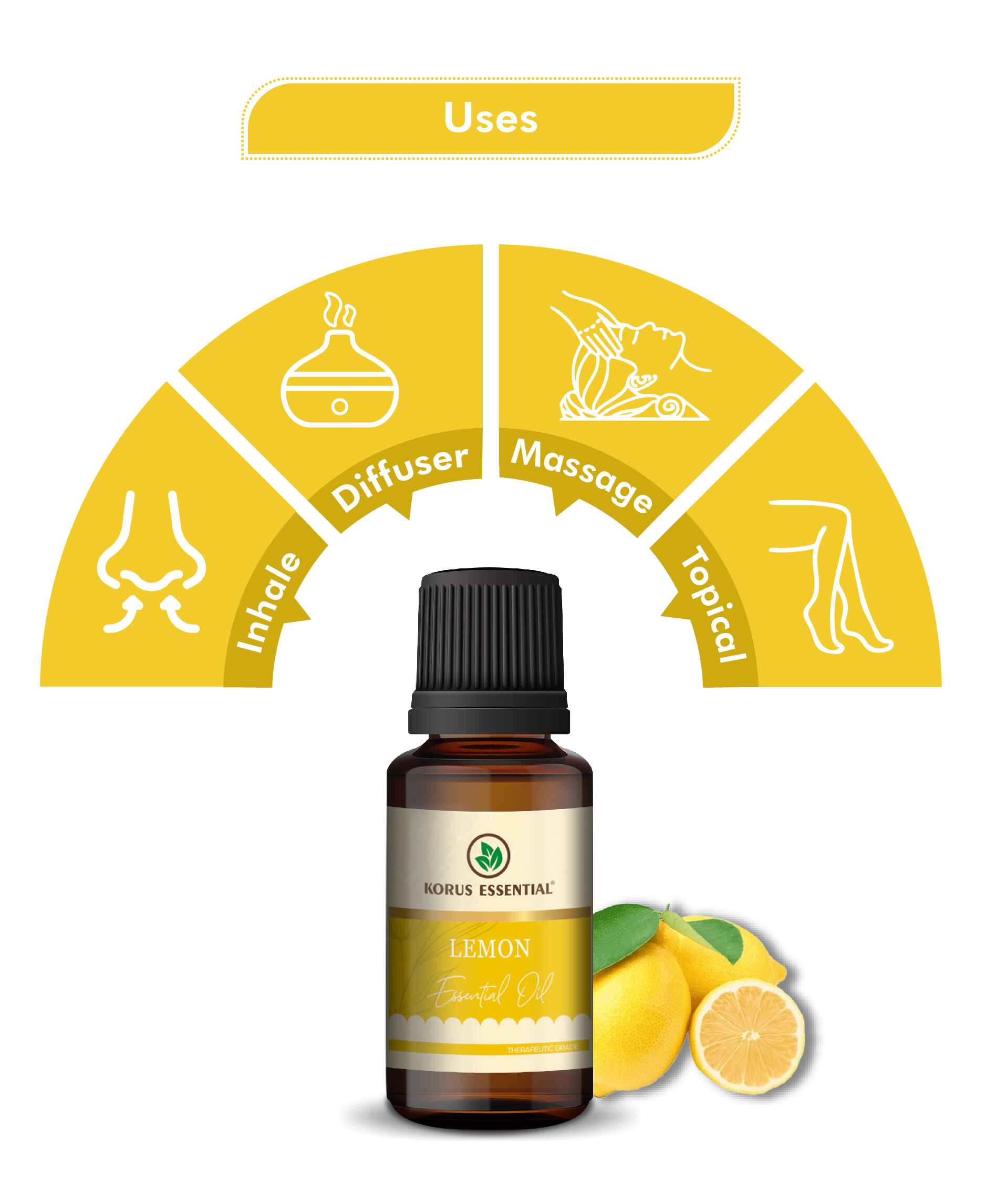 Korus Essential Lemon Essential Oil - 15ml - HNW GLOBAL