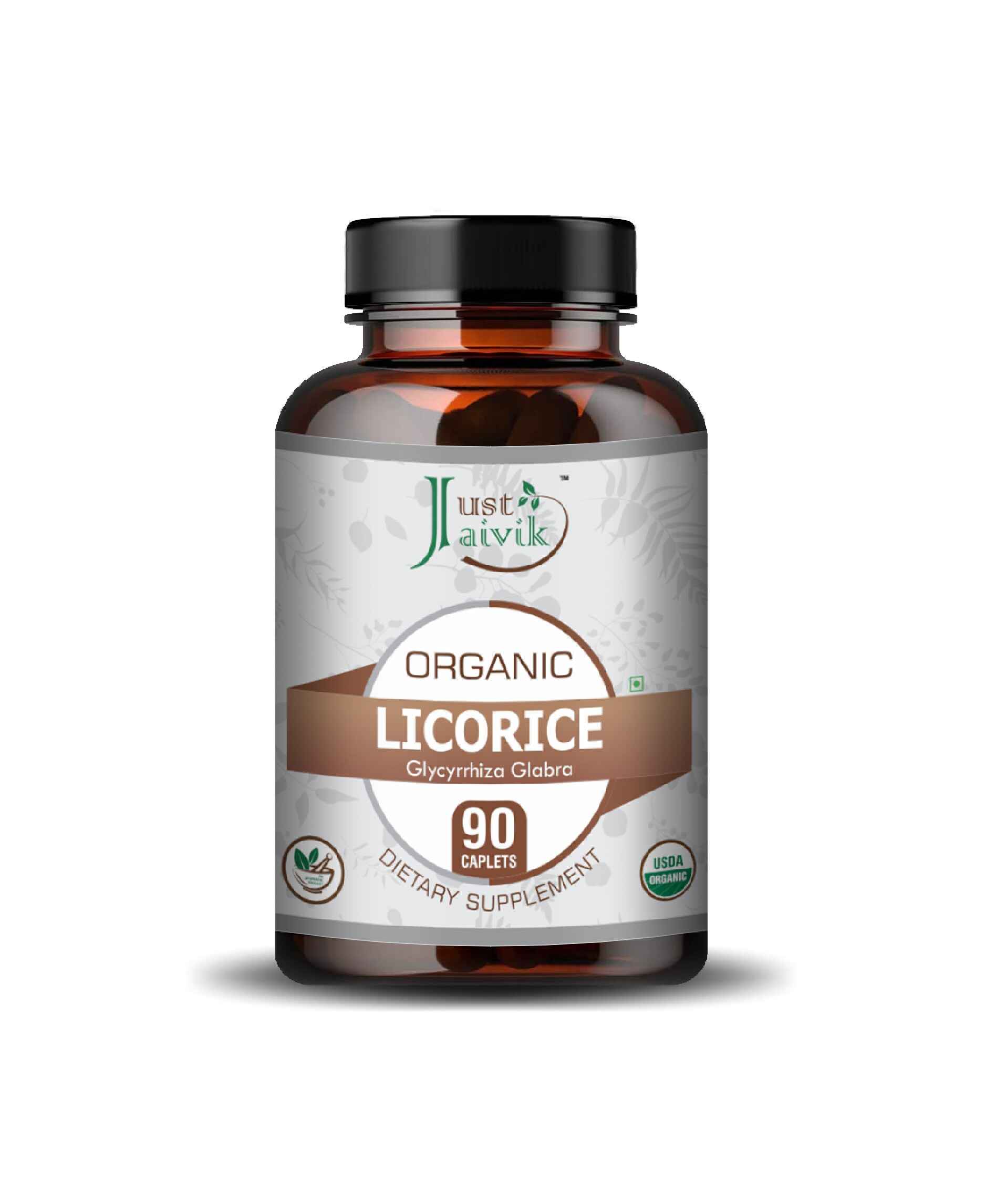 Just Jaivik Organic Licorice Caplet - 750mg, 90 count - HNW GLOBAL