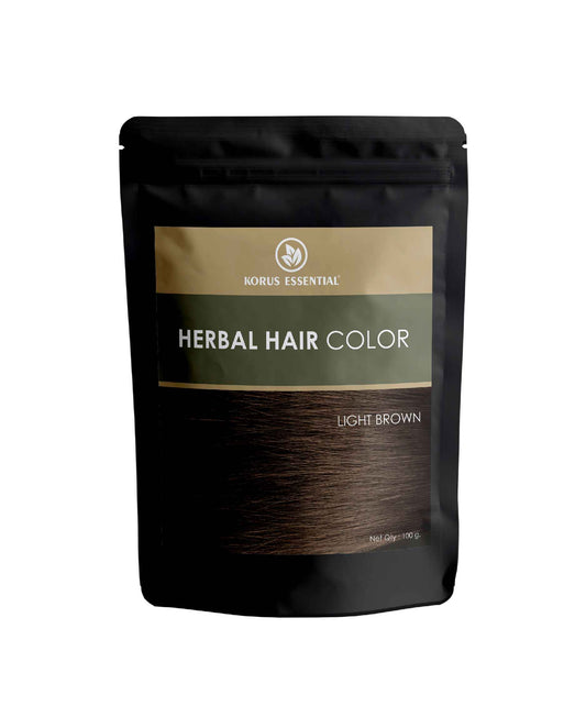 Korus Essential Herbal Hair Color (Light Brown) - 100g | with Henna, Amla, Aritha, etc. - HNW GLOBAL