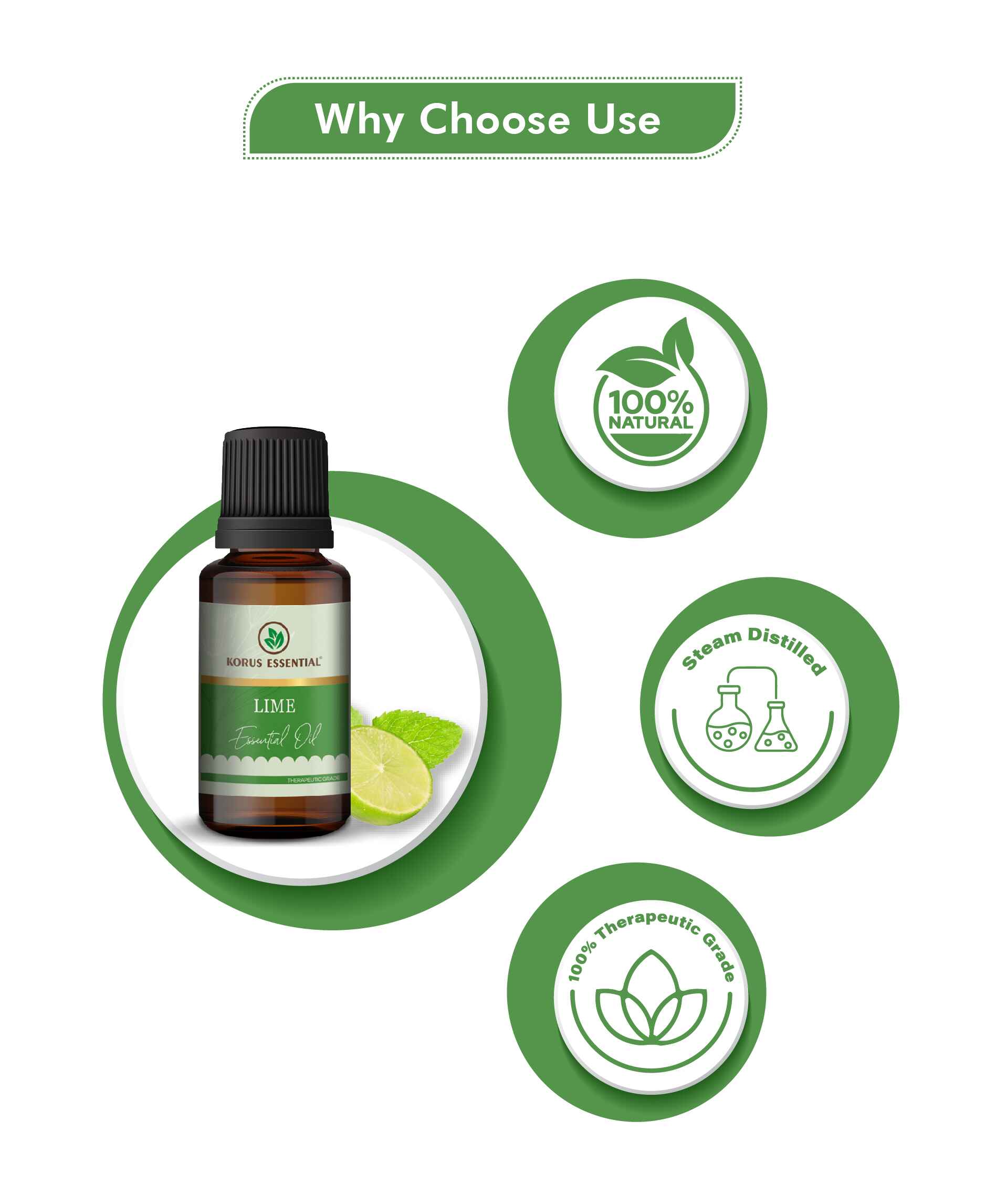 Korus Essential Lime Essential Oil - 15ml - HNW GLOBAL