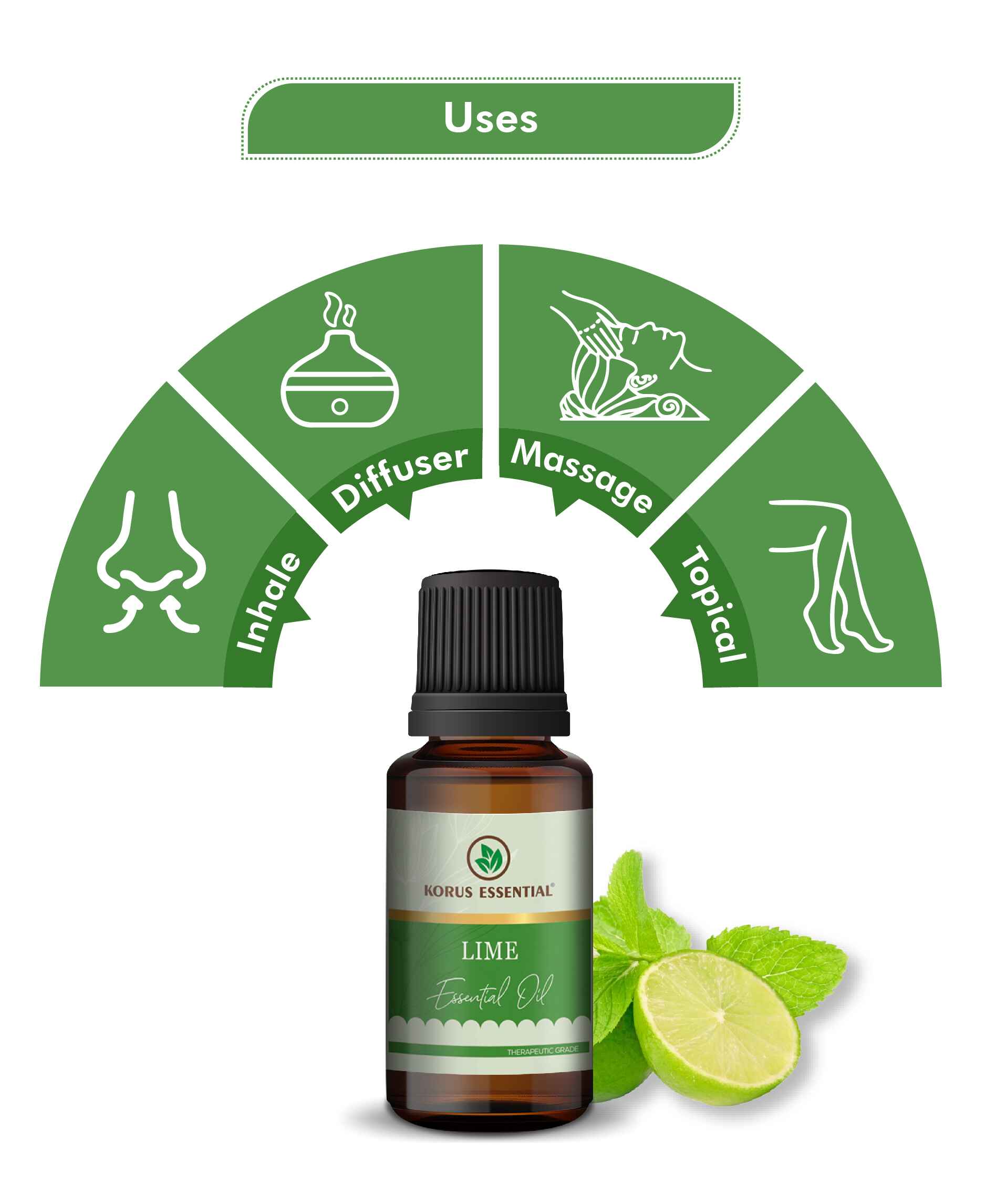 Korus Essential Lime Essential Oil - 15ml - HNW GLOBAL