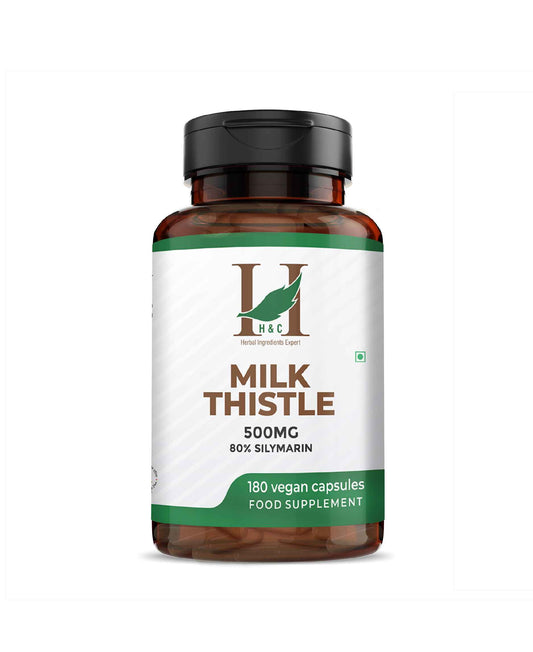 H&C Milk Thistle 500mg High Strength with 80% Silymarin (500mg per Capsule) | 180 Veg. Capsules - HNW GLOBAL