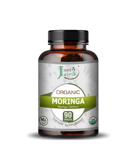 Just Jaivik Organic Moringa Caplet - 750mg, 90 count