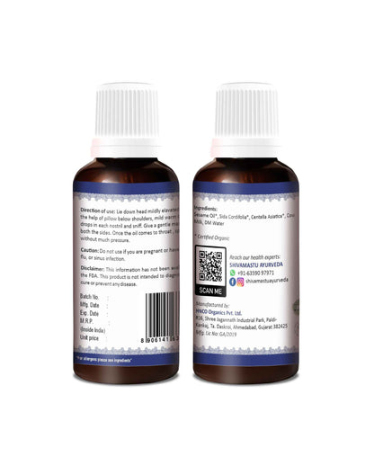 Shivamastu Organic Nasya Oil 30ml - 1 fl oz By Shivamastu - HNW GLOBAL