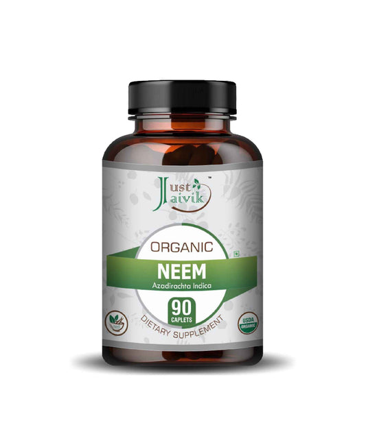Just Jaivik Organic Neem Caplet - 750mg, 90 count