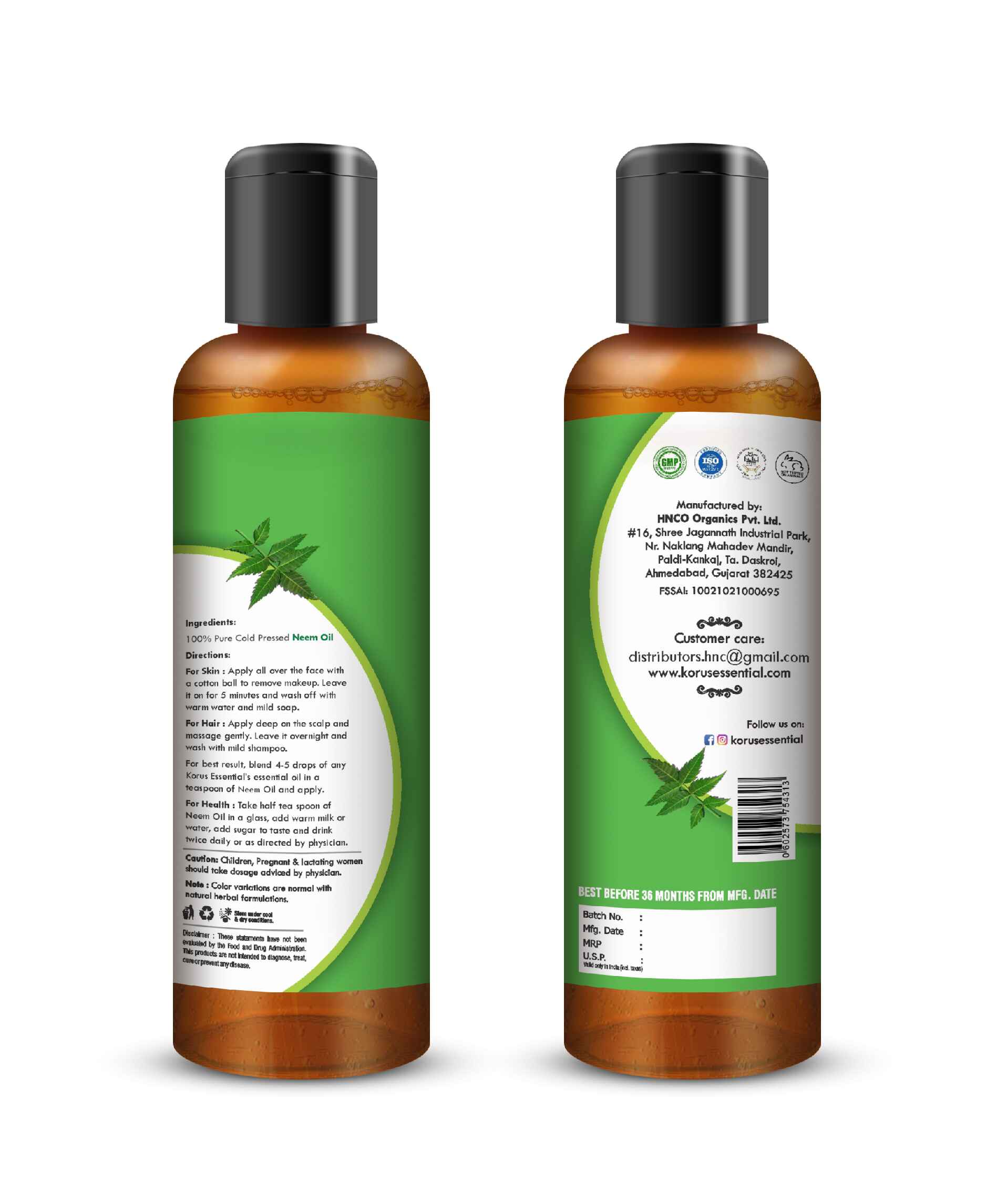 Korus Essential Neem Oil - 200ml - HNW GLOBAL