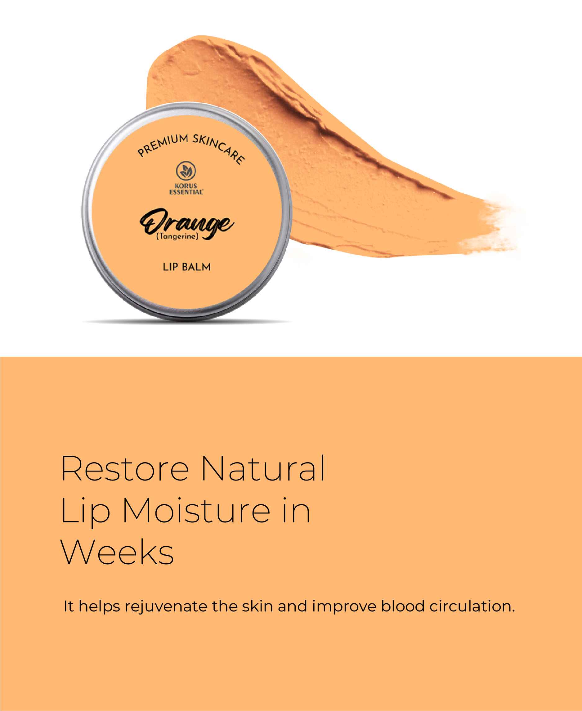 Korus Essential Orange Lip Balm with Shea Butter  - 8 Grams - HNW GLOBAL