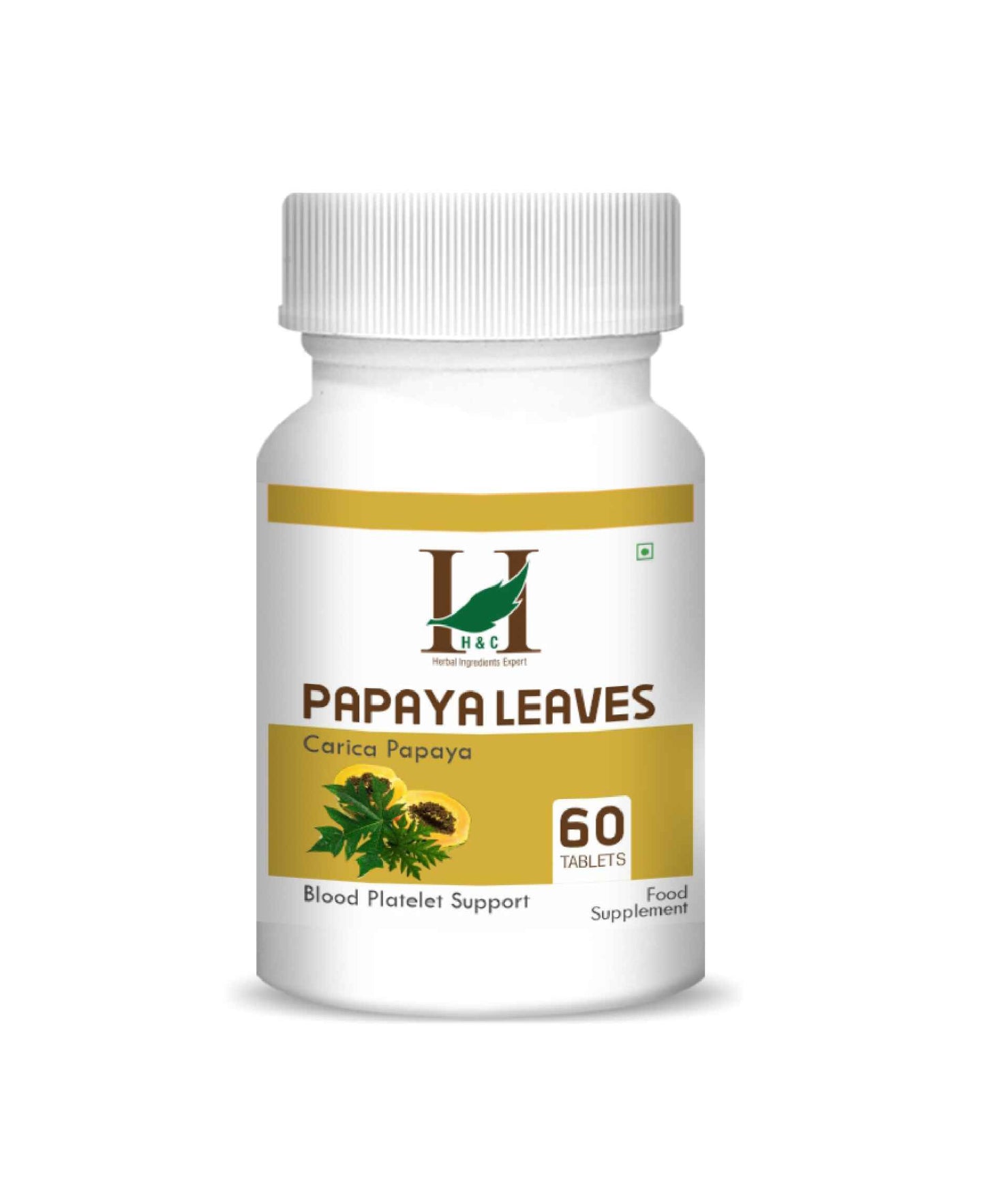 H&C Papaya Leaves Tablet - 350mg , 60 Count - HNW GLOBAL