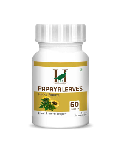 H&C Papaya Leaves Tablet - 350mg , 60 Count - HNW GLOBAL
