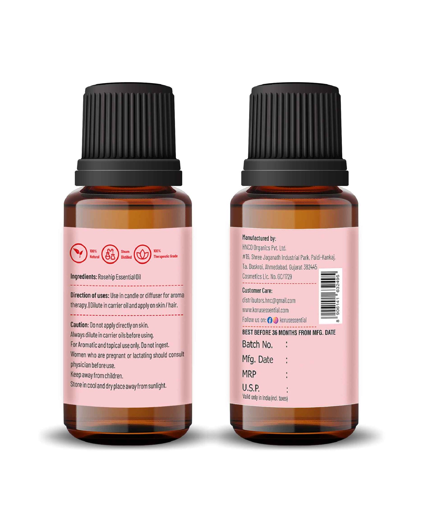 Korus Essential Rosehip Essential Oil - 15ml - HNW GLOBAL
