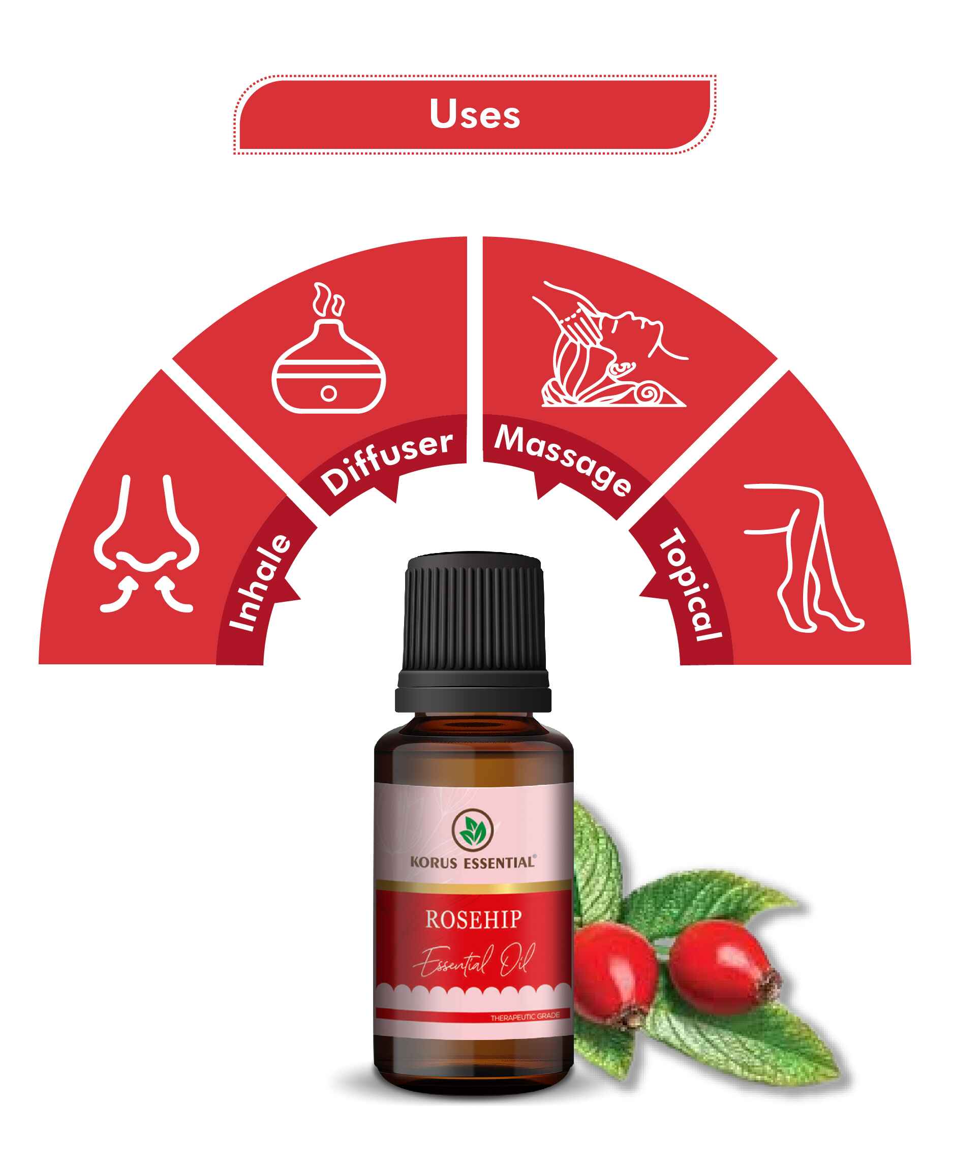 Korus Essential Rosehip Essential Oil - 15ml - HNW GLOBAL