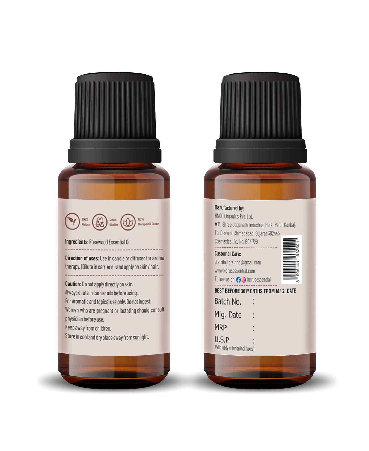Korus Essential Rosewood Essential Oil - 15ml - HNW GLOBAL