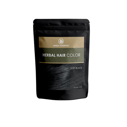 Korus Essential Herbal Hair Color (Soft Black) - 100g | with Henna, Amla, Aritha, etc.