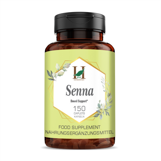 H&C Senna Leaves Caplets 750mg - Natural Laxative Supplement for Digestive Health - 150 Count