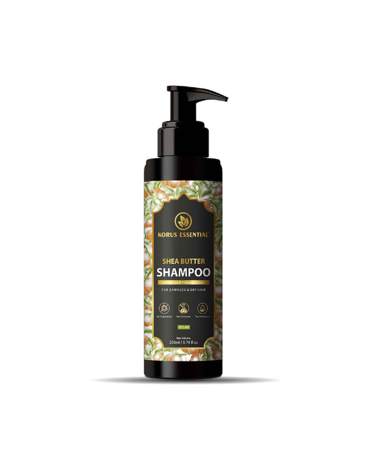 Korus Essential Shea Butter Shampoo with Onion & Hibiscus Extract for Damaged and Dry Hair
