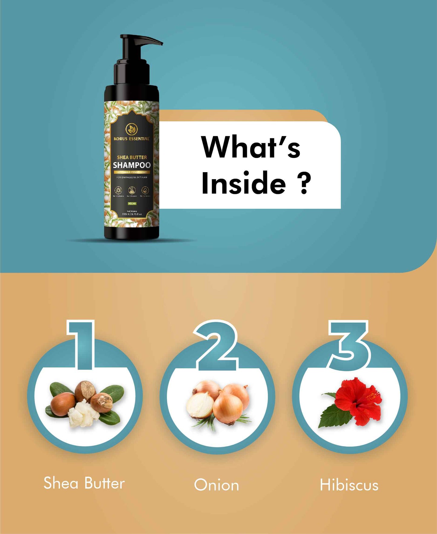 Korus Essential Shea Butter Shampoo with Onion & Hibiscus Extract for Damaged and Dry Hair - HNW GLOBAL